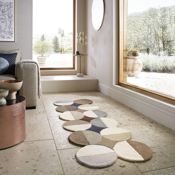 Šedobéžový ručně tkaný vlněný běhoun 80x230 cm Mia Ellipse – Flair Rugs-image-2