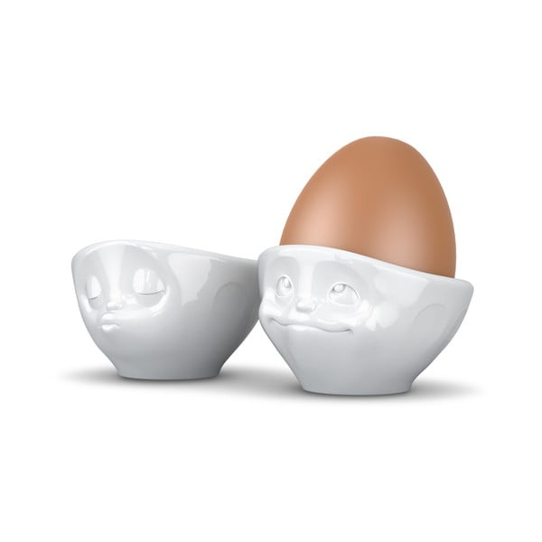 Sada 2 bílých porcelánových zamilovaných kalíšků na vajíčka 58products, objem 100 ml
