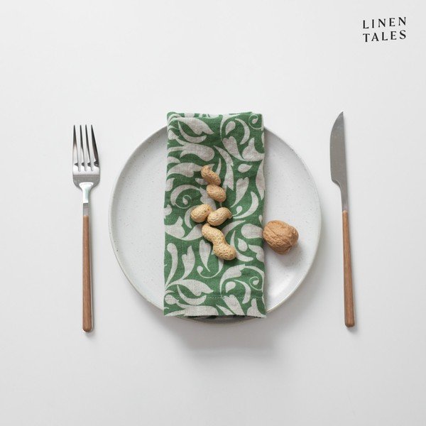 Lněný ubrousek 40x40 cm Evergreen Damask – Linen Tales