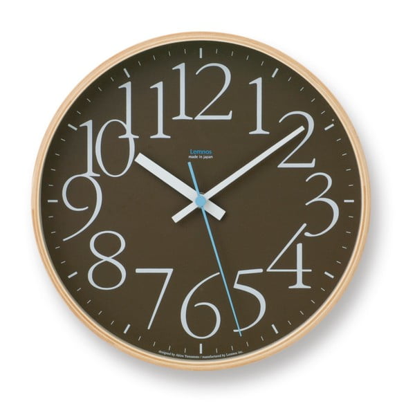 Hnědé nástěnné hodiny Lemnos Clock AY, ⌀ 25,4 cm