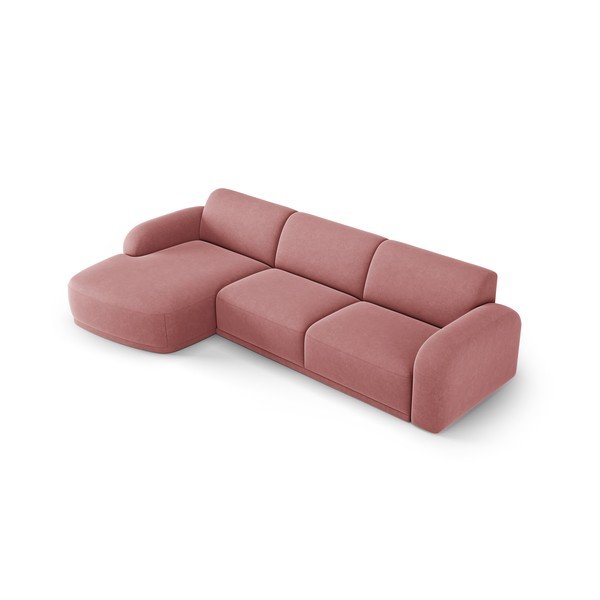 Světle růžová sametová rohová pohovka Erin – Micadoni Home-image-4