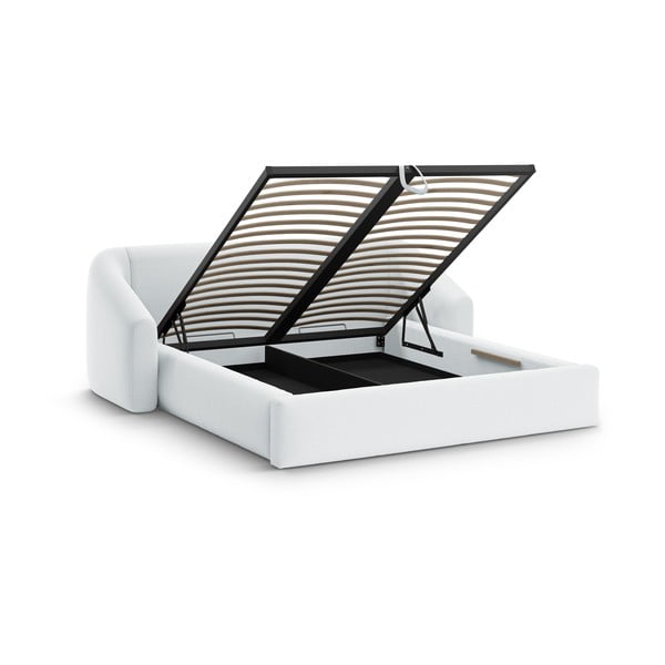 Světle šedá čalouněná dvoulůžková postel s úložným prostorem s roštem 140x200 cm Campi – Cosmopolitan Design-image-2