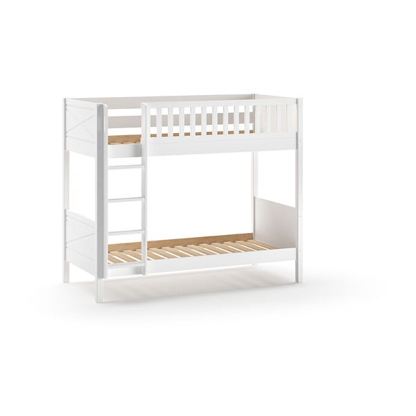 Bílá patrová dětská postel z borovicového dřeva s úložným prostorem 90x200 cm SCOTT – Vipack-image-2