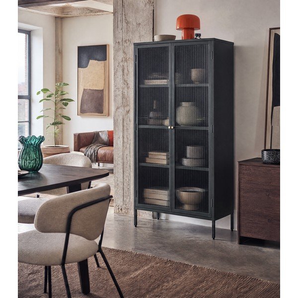 Tmavě zelená kovová vitrína 90x190 cm Bronco – Unique Furniture-image-1