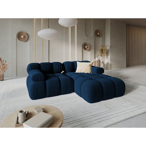 Modrá sametová rohová pohovka (pravý roh) Bellis – Micadoni Home-image-1