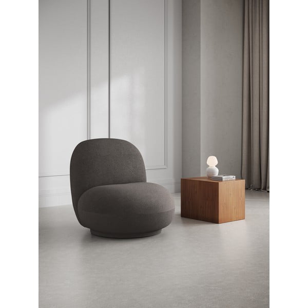 Šedé křeslo z textilie bouclé Chuck – Micadoni Home-image-1