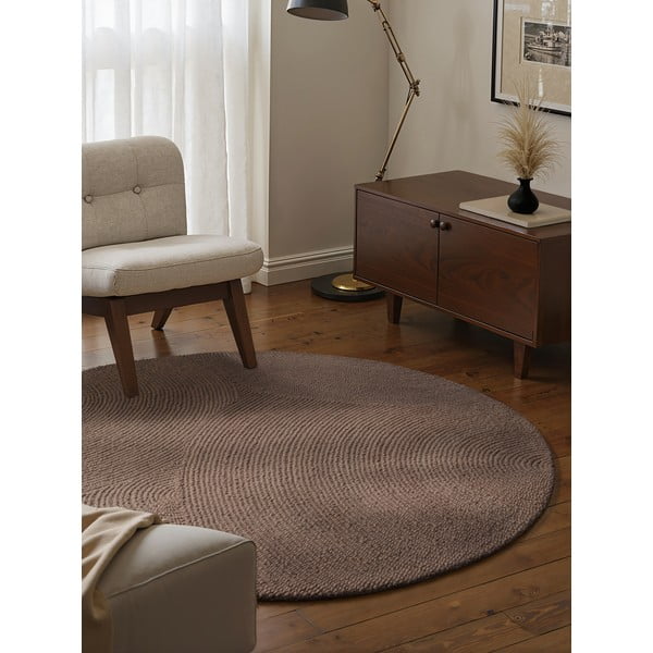 Ručně tkaný vlněný kulatý koberec taupe ø 120 cm Eleni Taupe – Hanse Home-image-1