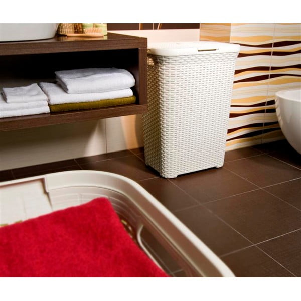Krémový plastový koš na prádlo 40 l Style – Curver-image-1