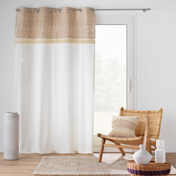 Bílý/hnědý závěs s příměsí juty 140x240 cm Cirrus – douceur d'intérieur-image-1