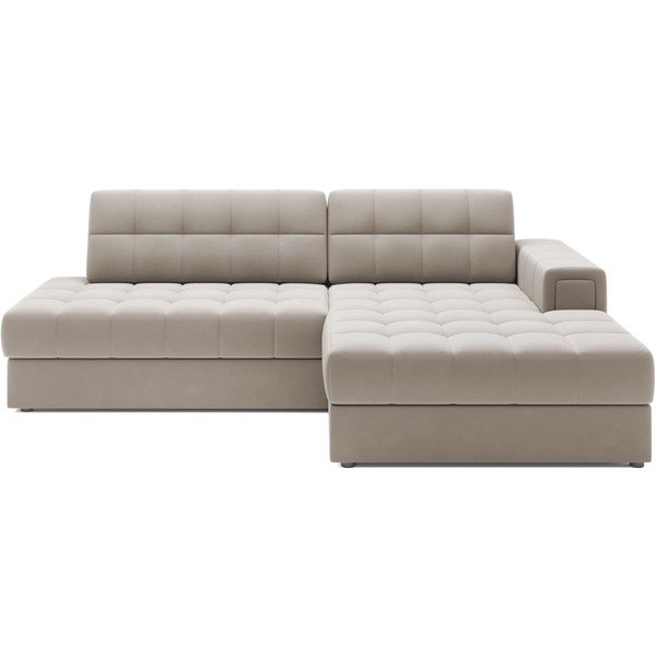 Béžová sametová rozkládací rohová pohovka (pravý roh/s lenoškou) Blezalt – ELTAP