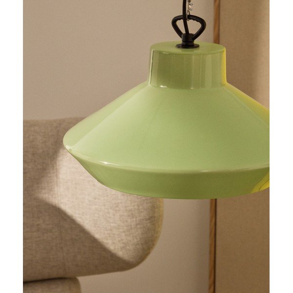 Světle zelené závěsné svítidlo s keramickým stínidlem ø 31 cm Portol – Kave Home-image-2