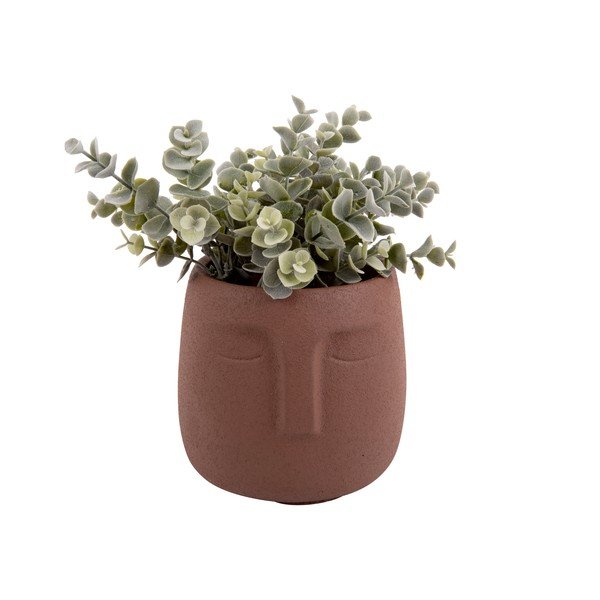 Hnědý keramický květináč PT LIVING Face, ø 12,5 cm-image-2
