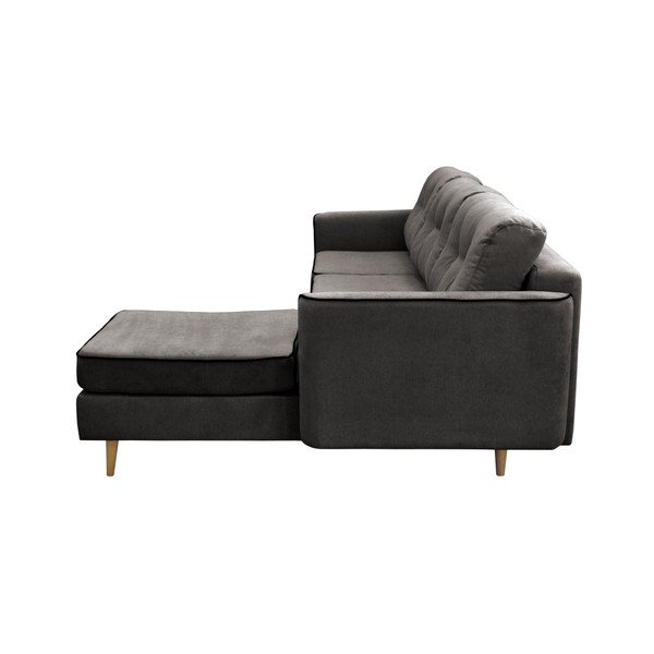 Tmavě šedá rozkládací pohovka se světlými nohami Mazzini Sofas Ladybird, pravý roh-image-4