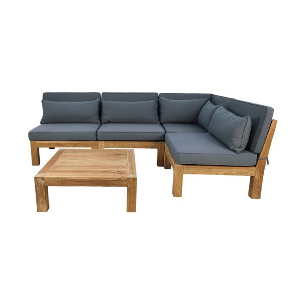 Šedý zahradní lounge set z teakového dřeva pro 4 osoby Aruba - HSM collection