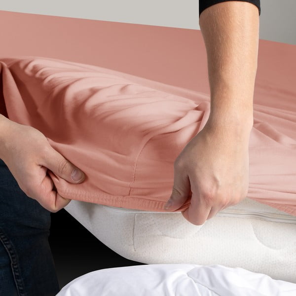 Napínací prostěradlo broskvové jersey 240x220 cm Amber – Restilo-image-1