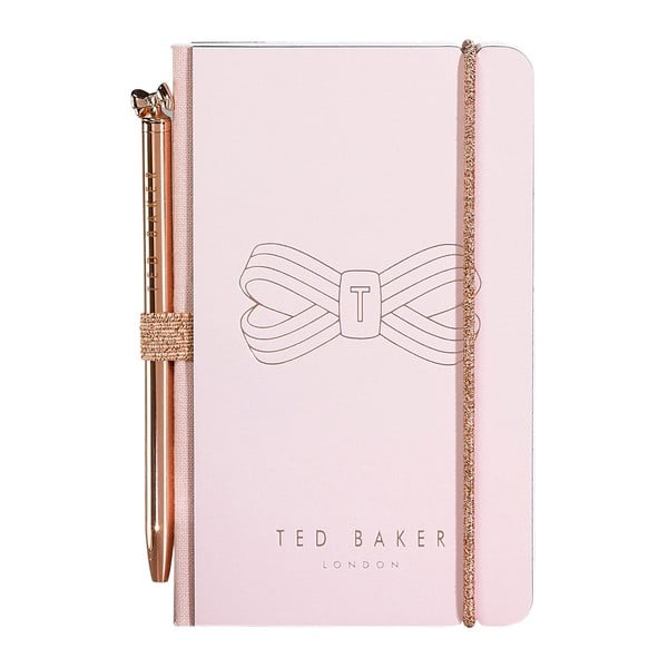 Růžový zápisník s propiskou Ted Baker Bow