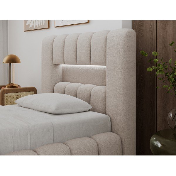 Béžová čalouněná jednolůžková postel s úložným prostorem s roštem 90x200 cm Lamica – ELTAP-image-3