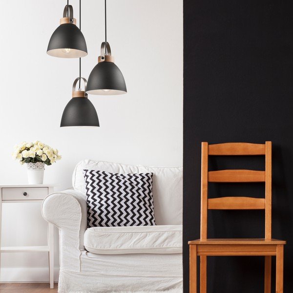 Černé závěsné svítidlo s kovovým stínidlem ø 37 cm Danielle – LAMKUR-image-1