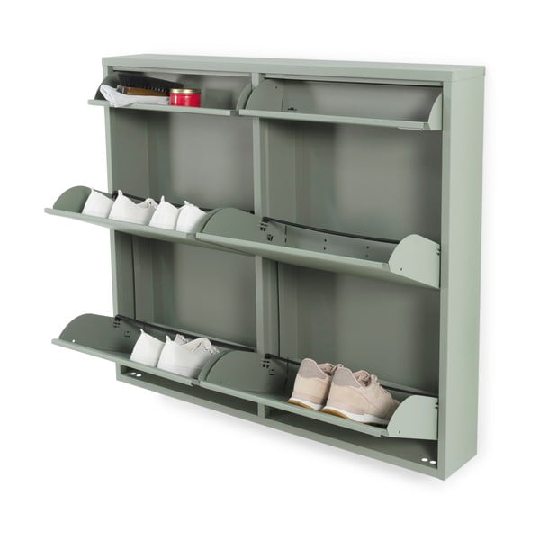 Šedozelený kovový výklopný botník 98x86x15 cm Billy – Spinder Design-image-2