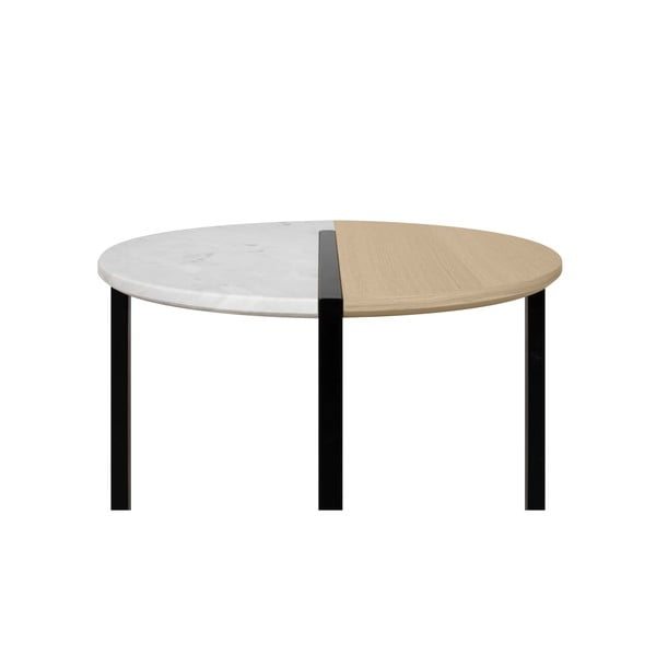 Konferenční stolek s deskou z dubového dřeva a mramoru TemaHome Sonata, ø 80 cm-image-2