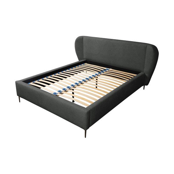 Tmavě šedá čalouněná dvoulůžková postel s roštem 140x200 cm Makana – Makamii-image-2