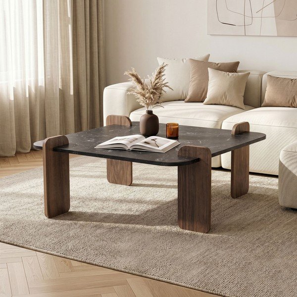 Černý konferenční stolek 90x90 cm Marais – Nordure-image-1