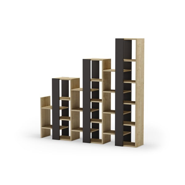 Regál v dekoru dubu v černo-přírodní barvě 158x151 cm Anissa – Marckeric-image-3