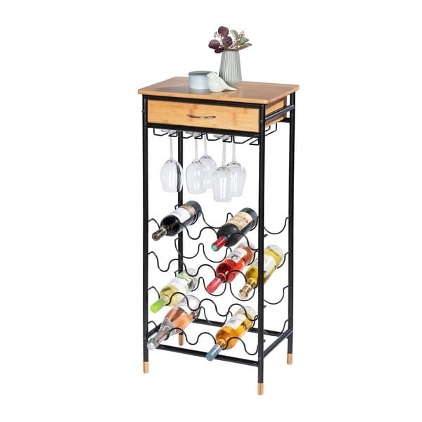 Kovová vinotéka v černo-přírodní barvě na 16 lahví, 48x95 cm Loft – Wenko-image-1