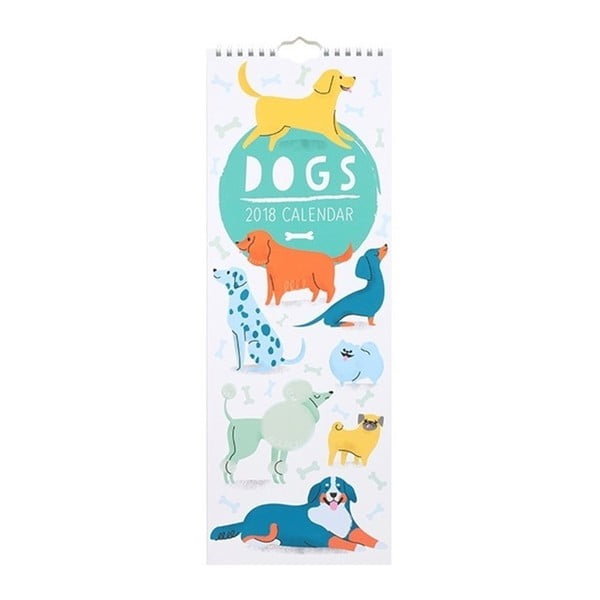 Úzký nástěnný kalendář pro rok 2018 Portico Designs Dogs