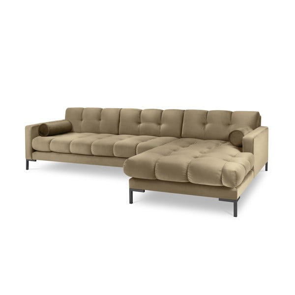 Béžová sametová rohová pohovka Cosmopolitan Design Bali, pravý roh-image-2