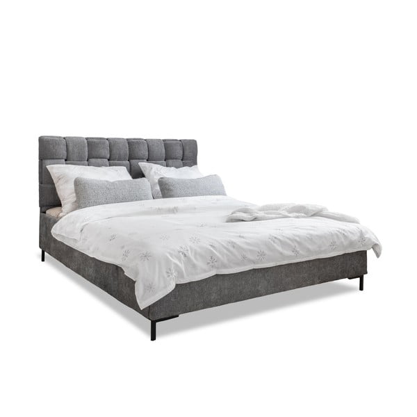 Šedá čalouněná dvoulůžková postel s roštem 140x200 cm Eve – Miuform