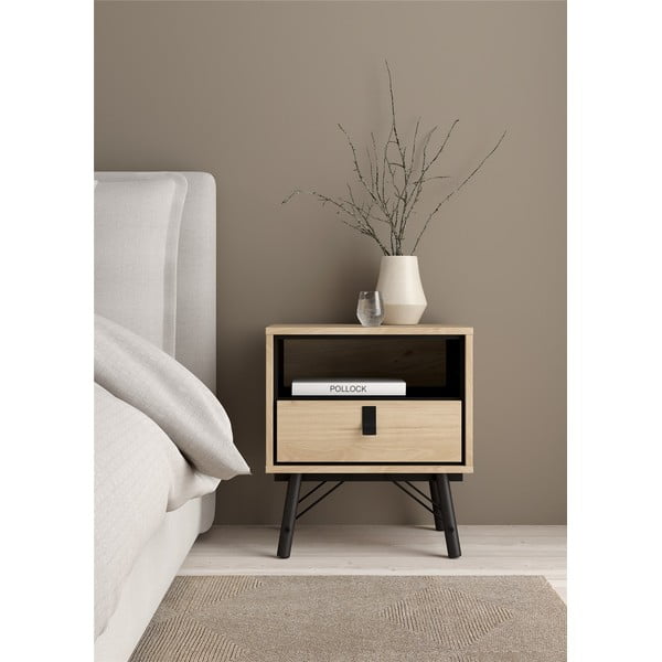 Noční stolek v dekoru dubu v přírodní barvě Ry – Tvilum-image-1