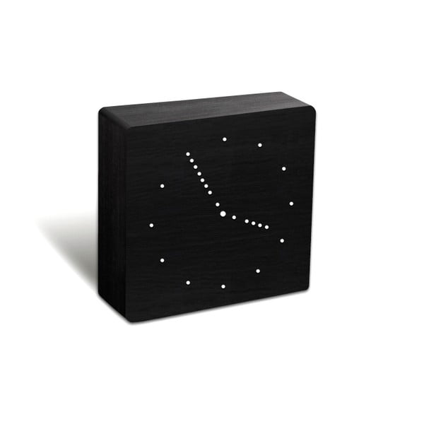 Černý budík s bílým LED displejem Gingko Analogue Click Clock