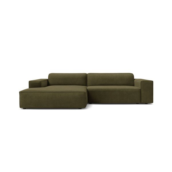 Khaki sametová modulární rohová pohovka (levý roh/s lenoškou) Jodie – Micadoni -image-1