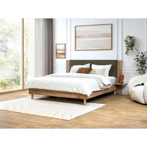 Zelená dvoulůžková postel s roštem 140x190 cm Lior – Bobochic Paris-image-1