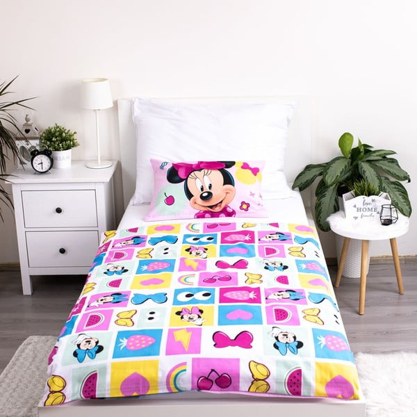 Růžové bavlněné dětské povlečení do postýlky 100x135 cm Minnie "Sweet" – Jerry Fabrics-image-3