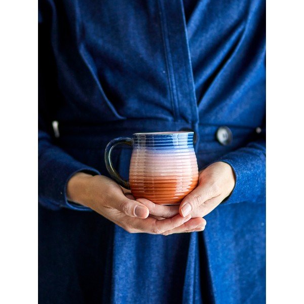 Modré/oranžové keramické hrnky v sadě 4 ks 200 ml Tatum – Bloomingville-image-2