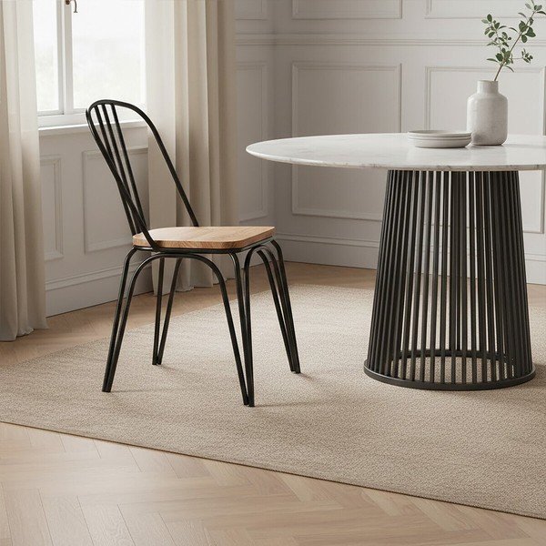Černá jídelní židle z jilmového dřeva District – Premier Housewares-image-3