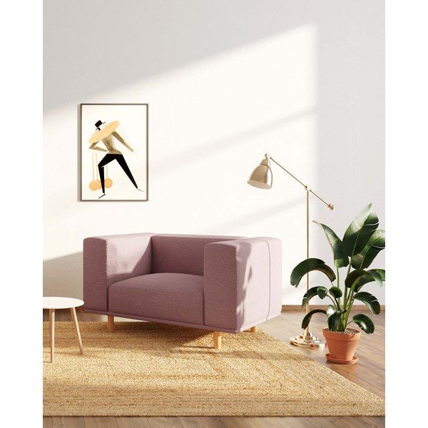 Růžové relaxační křeslo z textilie bouclé Kukumo – Ame Yens-image-1