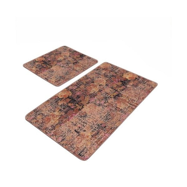 Hnědé sametové koupelnové předložky v sadě 2 ks 60x100 cm – Mila Home