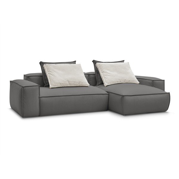 Šedá rohová pohovka z imitace kůže (variabilní roh) Boheme – Bobochic Paris-image-3