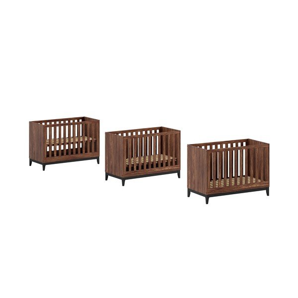 Postýlka v dekoru ořechu s nastavitelnou výškou 60x120 cm v tmavě přírodní barvě Ilyas – Vipack-image-2