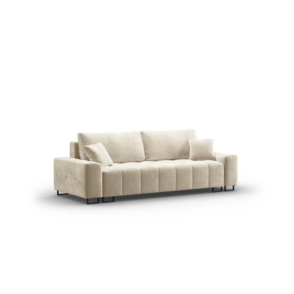 Béžová sametová rozkládací pohovka s úložným prostorem  250 cm Wicklow – Cosmopolitan Design-image-2