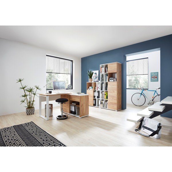 Bílá knihovna v dekoru dubu 85x120 cm Lioni - Germania-image-1