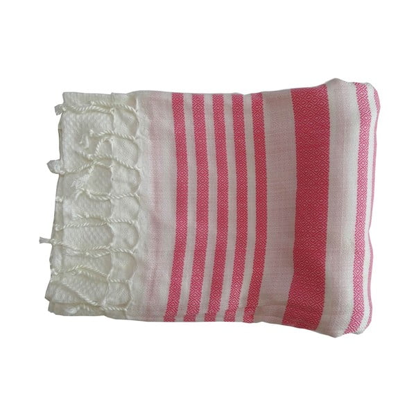 Růžovo-bílá ručně tkaná osuška z prémiové bavlny Homemania Petek Hammam, 100 x 180 cm