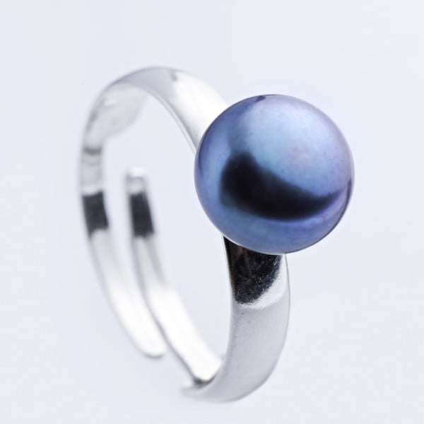 Stříbrný prsten s modrou perlou 9,5 mm