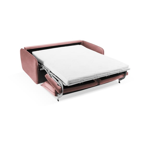 Růžová sametová rozkládací pohovka 214 cm Vienna – Cosmopolitan Design-image-4