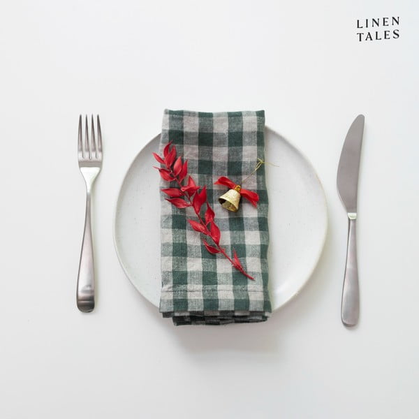 Lněné ubrousky v sadě 2 ks 40x40 cm Forest Green Gingham – Linen Tales-image-2