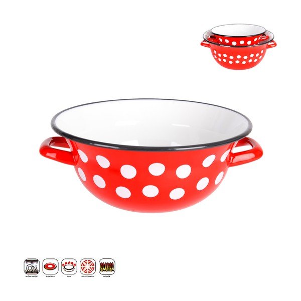 Červená smaltovaná mísa Orion Belly, ⌀ 26 cm