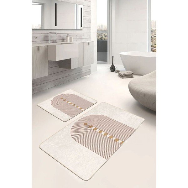 Béžové sametové koupelnové předložky v sadě 2 ks 60x100 cm – Mila Home-image-4